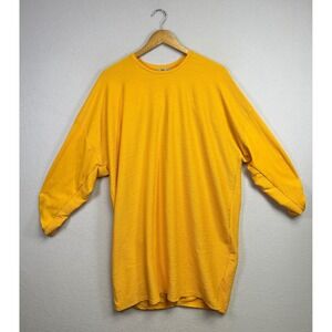 ZARA Women Textured Yellow Long Sleeve Oversized Tunic Top Shirt Size M